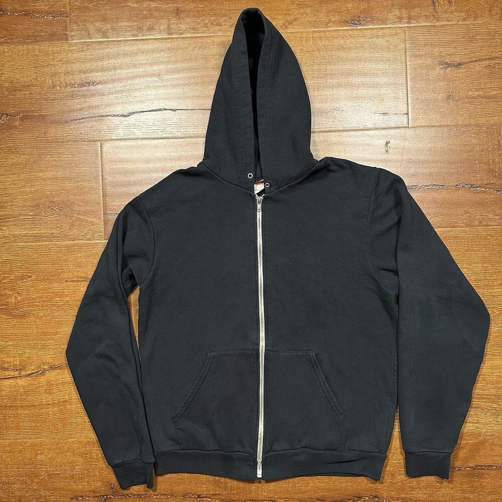 Vintage American Apparel F497 Hoodie Sweater Men M Black Full Zip Sweatshirt VTG